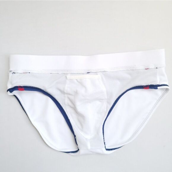 Men's color contrasting outer draw string swim briefs speedo swimwear Size S - Picture 8 of 9